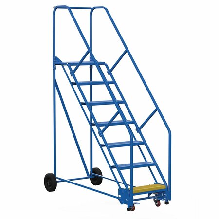 Vestil 100 H Steel Warehouse Ladder, 50 deg Perf, 7 Step, 14", 7 in Steps LAD-7-14-P-EZ